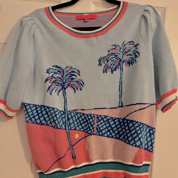 Lilly Pulitzer Ravello Blue Perfect Match Intarsia Vivie Sweater Medium M - Picture 3 of 4